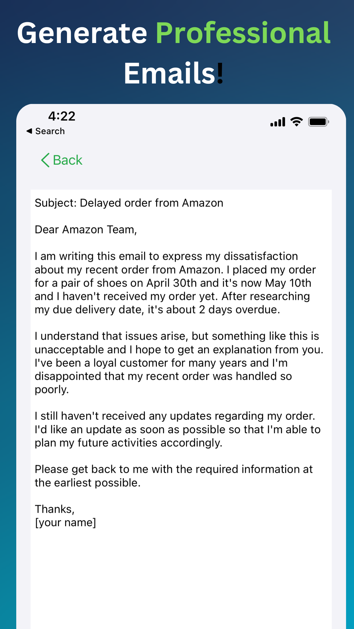 E -Mail -Autor - AI E -Mail -Chatgpt iOS -App - schreibt E -Mail mit Chatgpt Medien 5