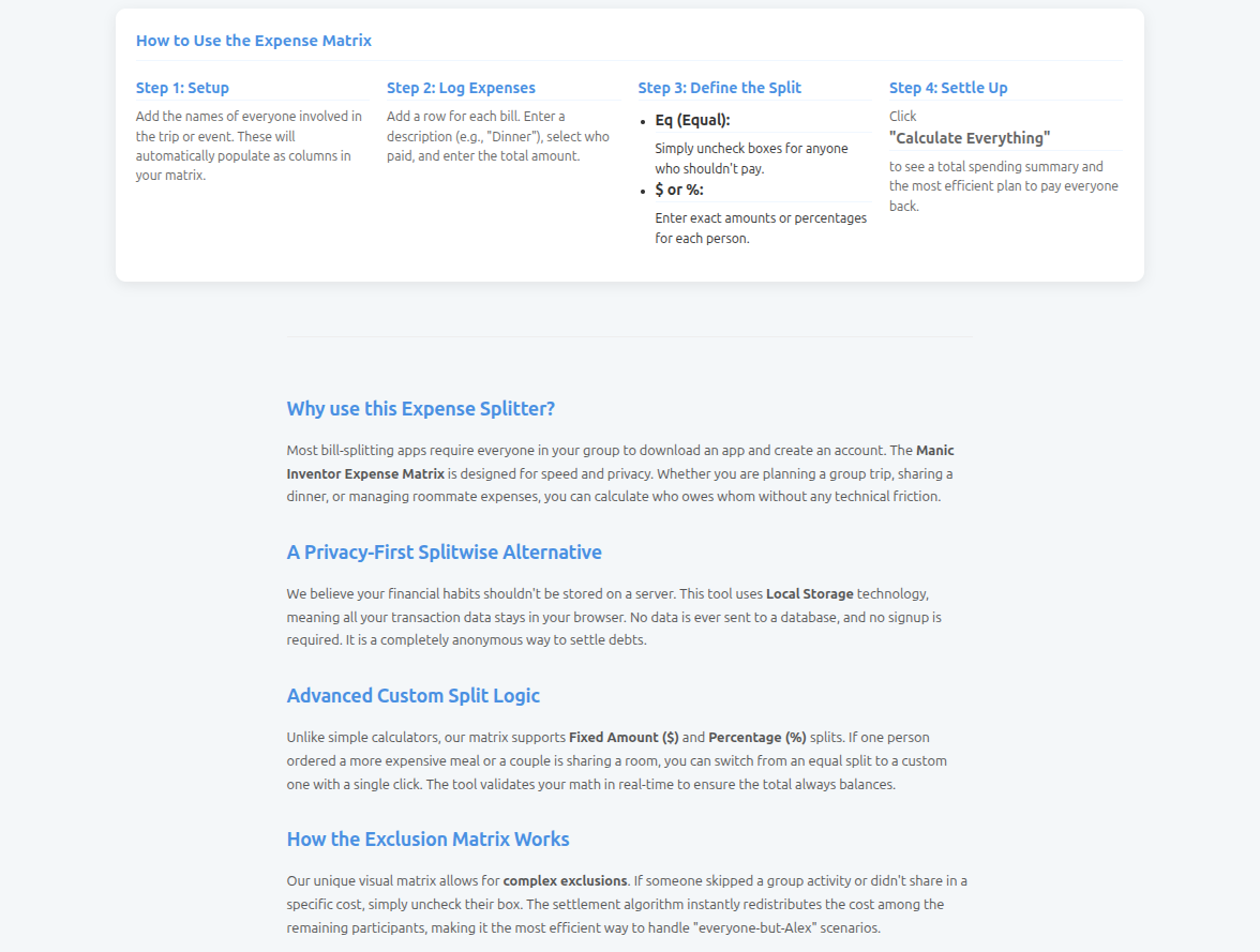 Expense Splitter Matrix - Screenshot 3 showing product features and functionality