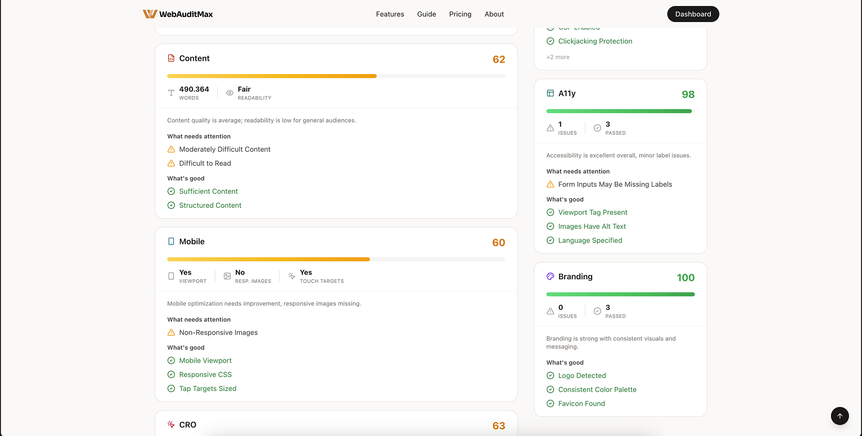 WebAuditMax - Screenshot 5 showing product features and functionality