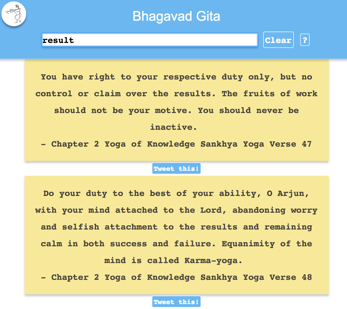 Bhagavad Gita Verses Search
