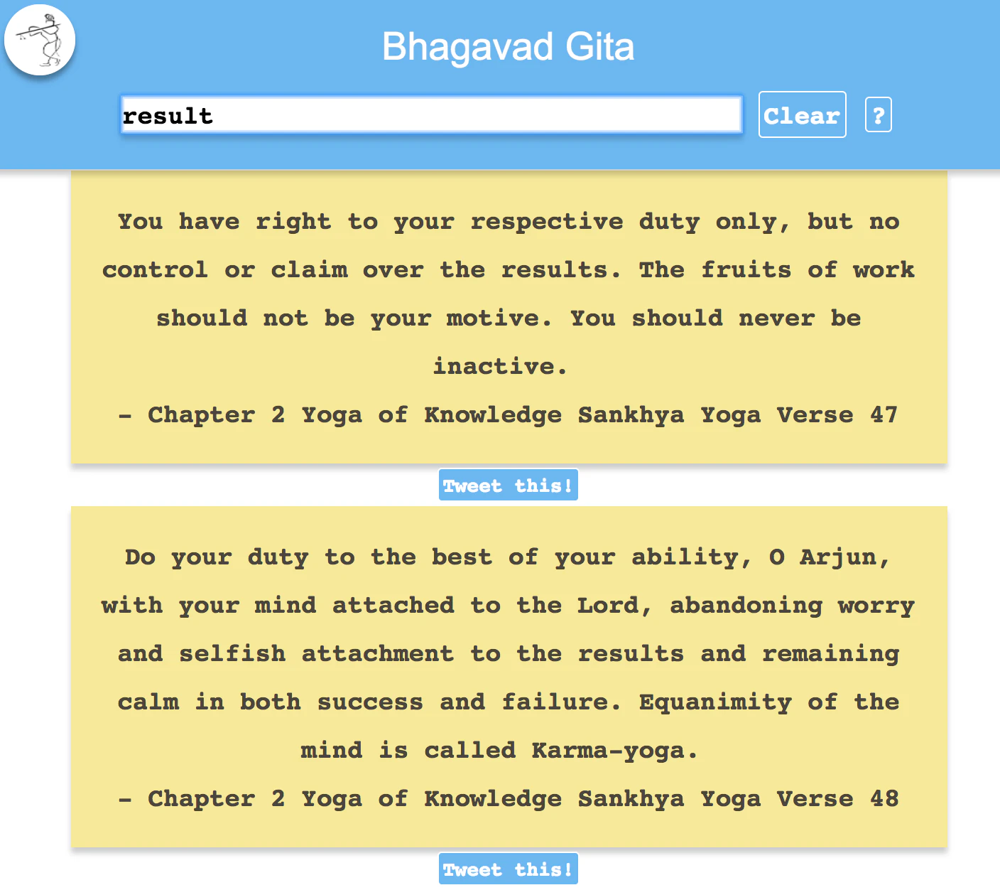 Bhagavad Gita Verses Search