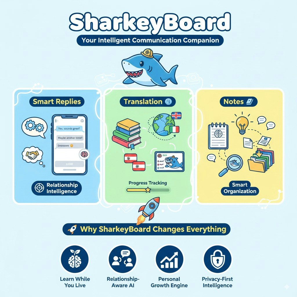SharkeyBoard - Keyboard, Android APP, AI assistant, Smart replies media 1