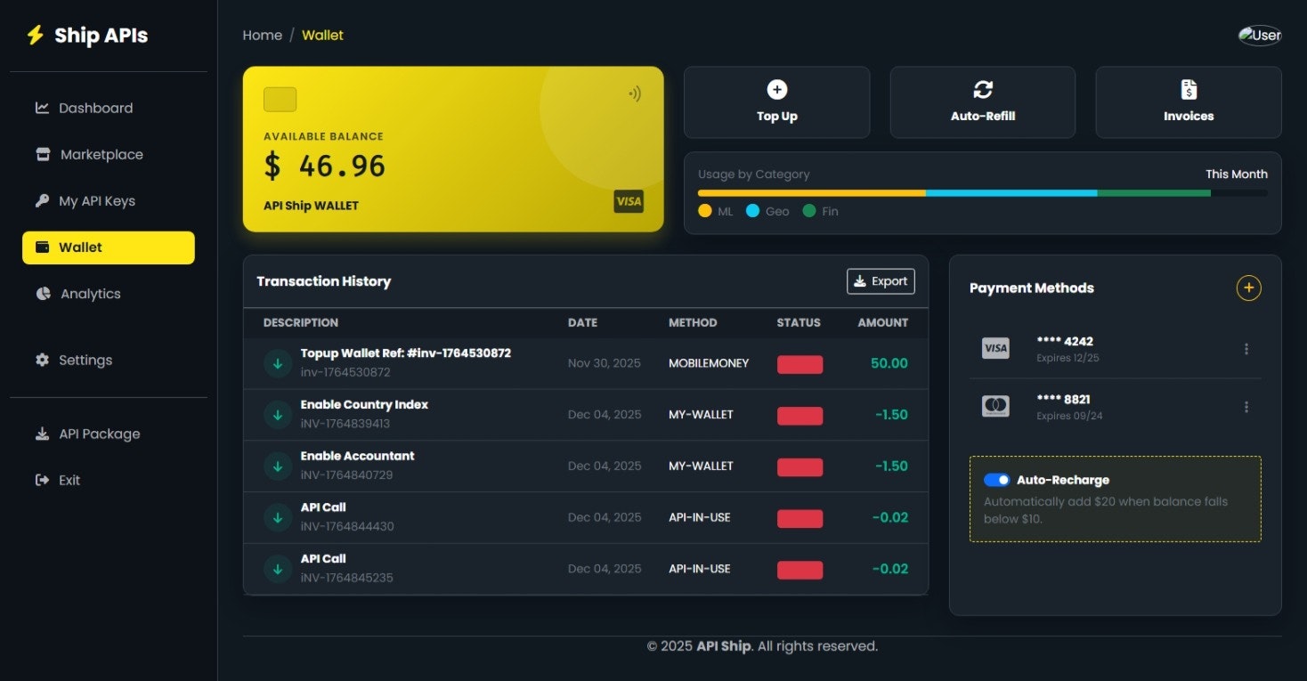 API Ship Code - Screenshot 3 showing product features and functionality