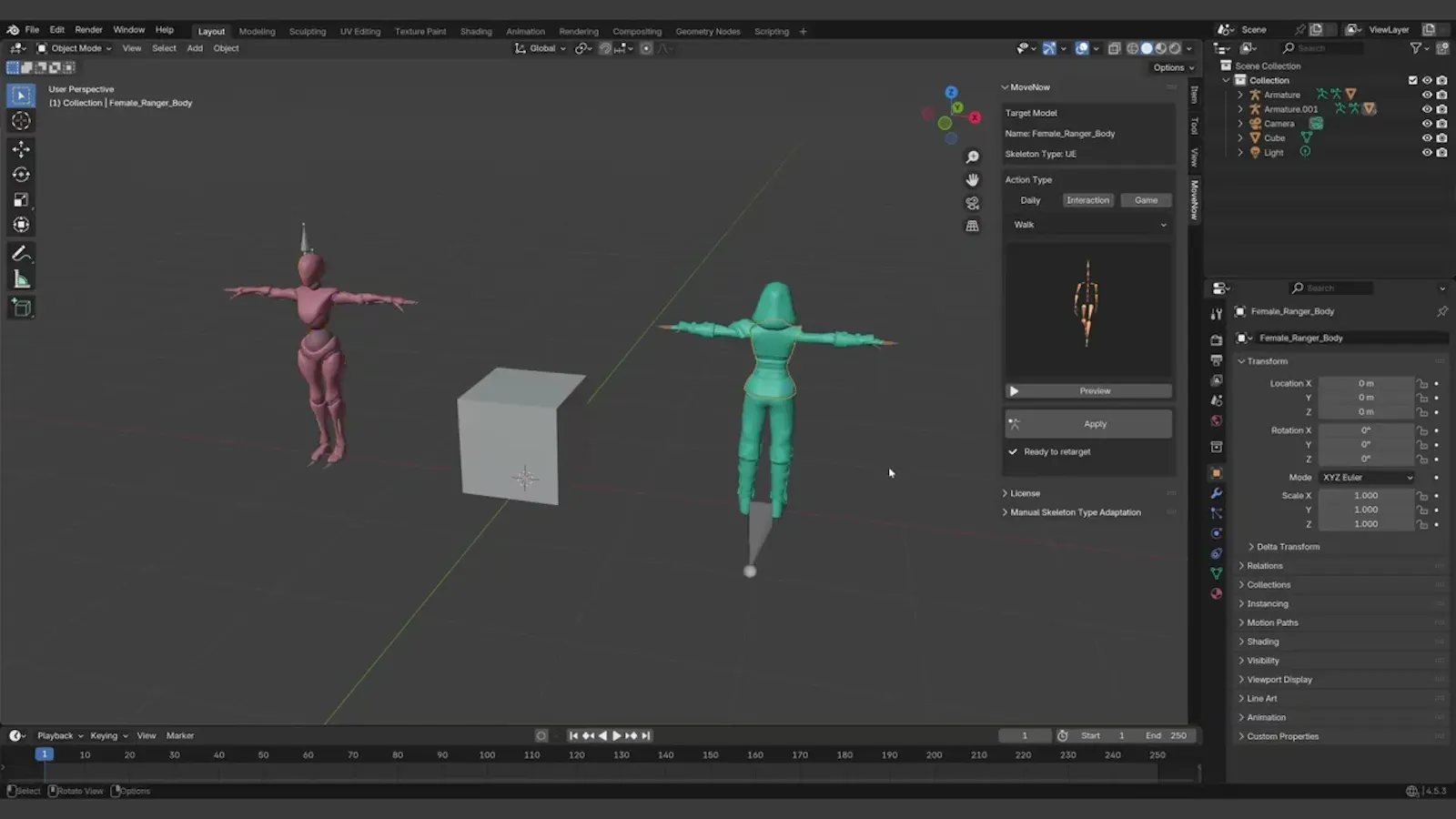MoveNow (Add-on for Blender) screenshot 1 (video preview)