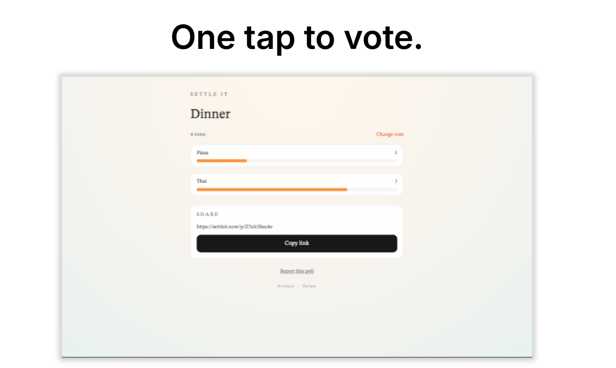 Settle It - Screenshot 4 showing product features and functionality