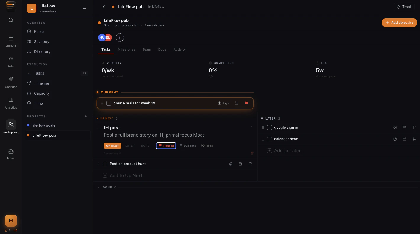 LifeFlow Execution OS 대표 미리보기