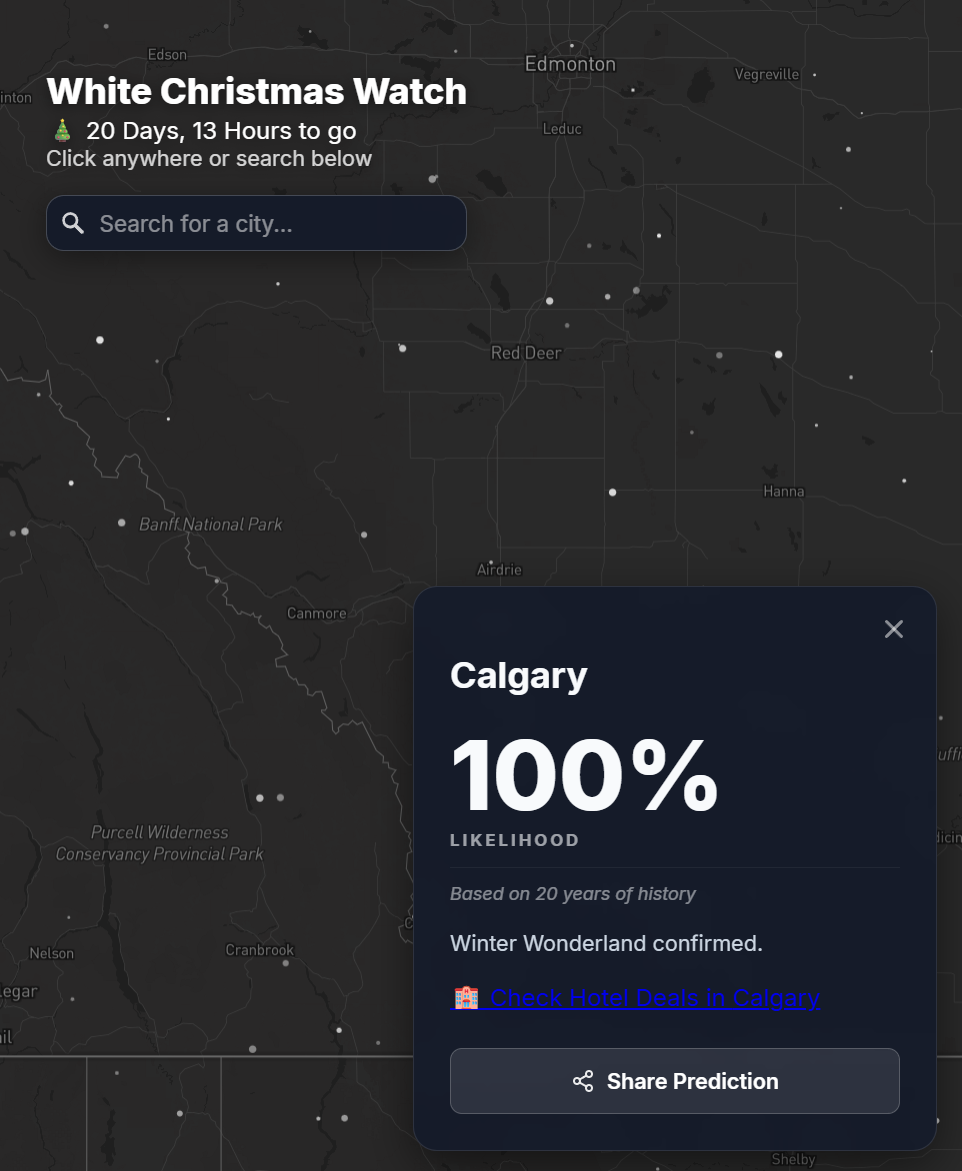 White Christmas Forecast 2025 - Main product screenshot demonstrating key features and user interface