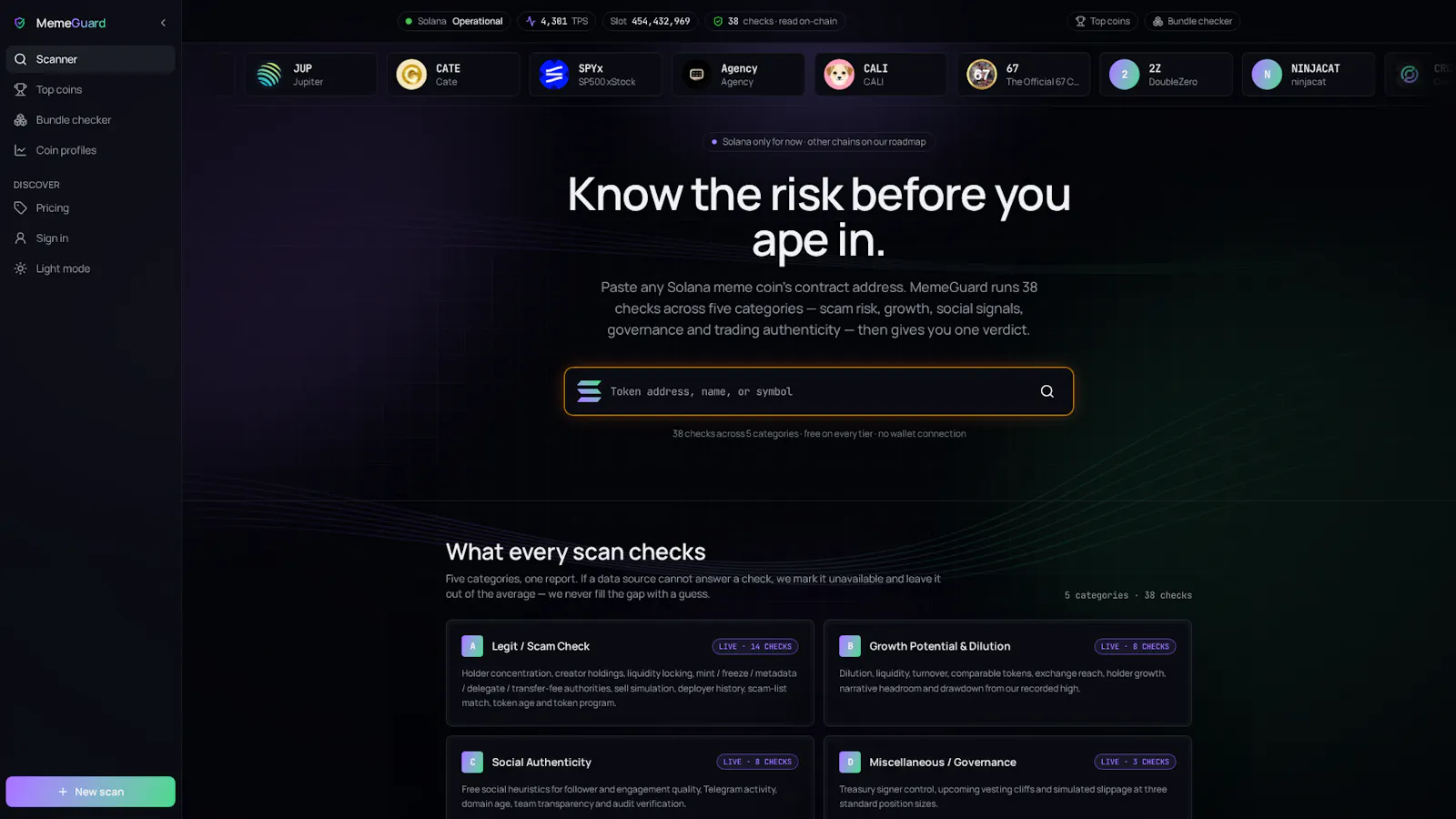 MemeGuard - Solana Rug Checker screenshot 1