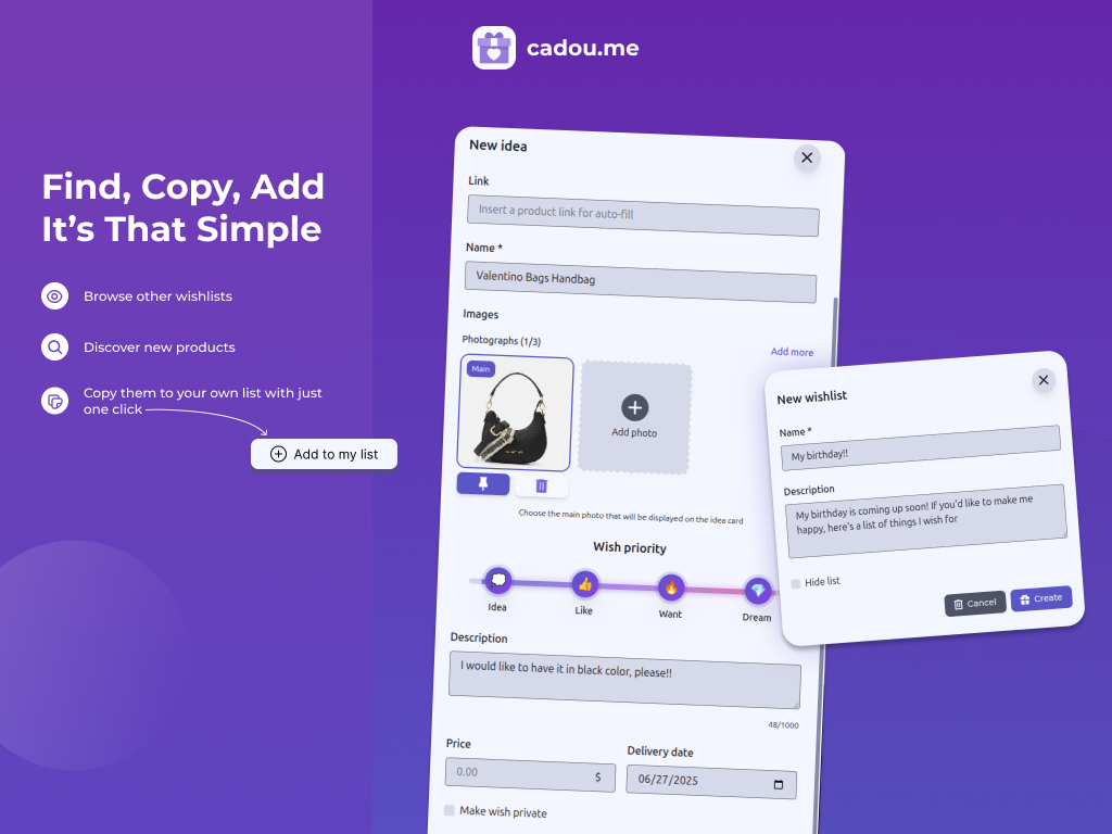 cadou.me - วิธีที่ง่ายที่สุดในการสร้างและแบ่งปันสิ่งที่อยากได้ media 2
