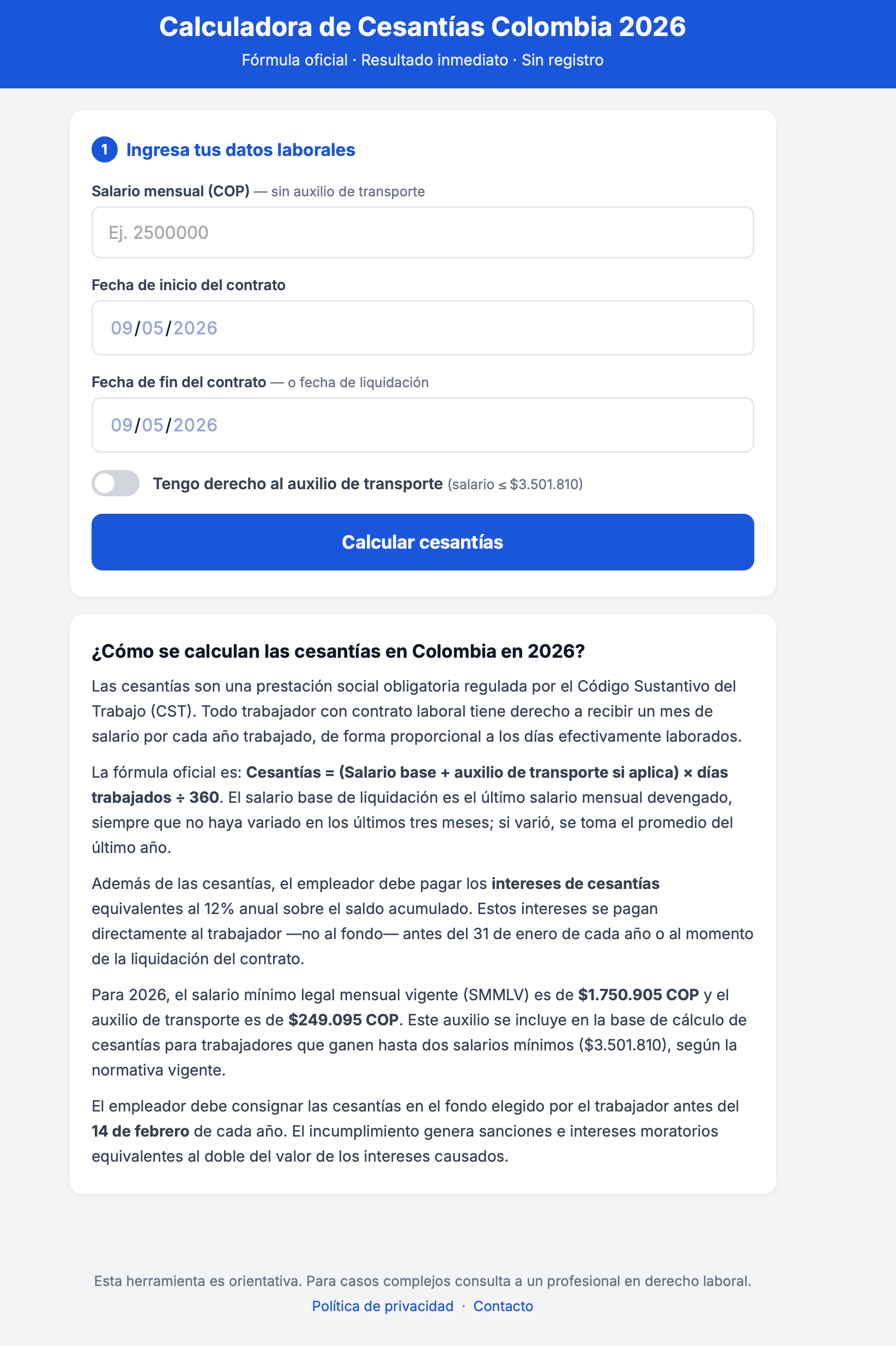 calculacesantias.com gallery image