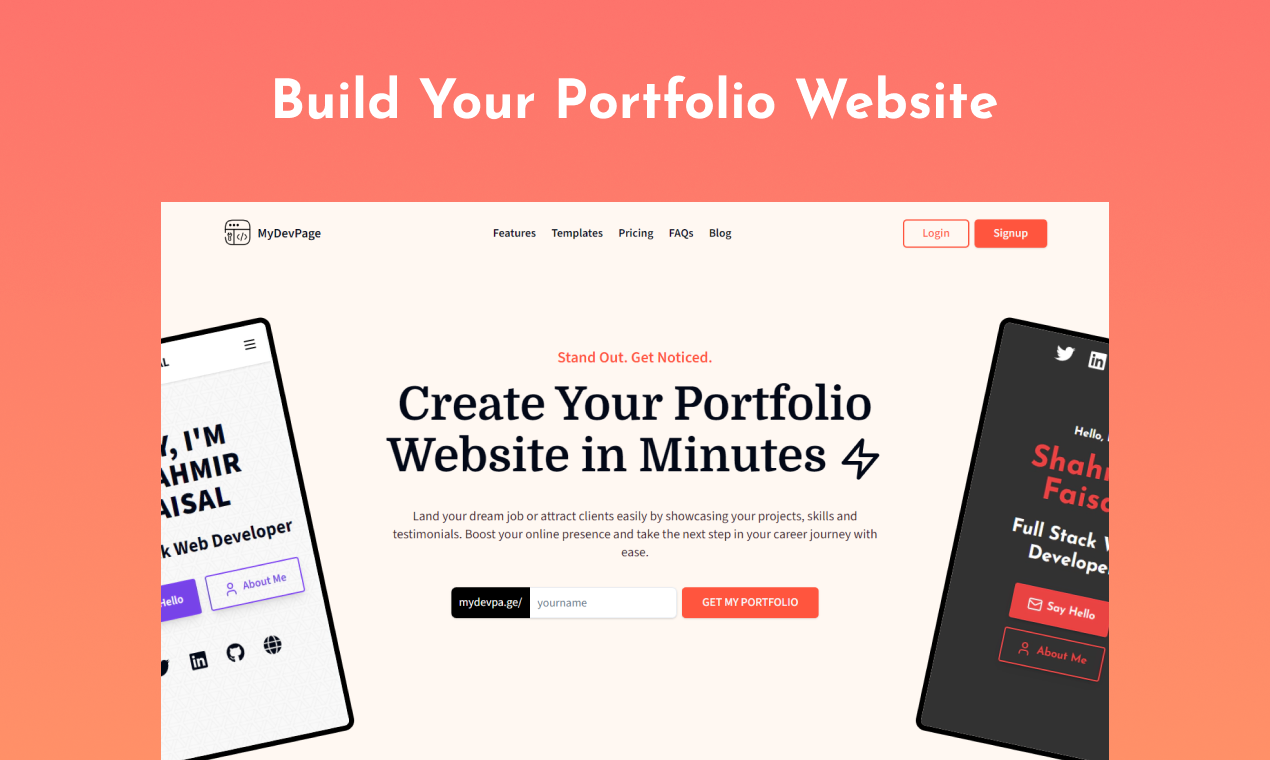 startuptile MyDevPage-Build your portfolio website in minutes