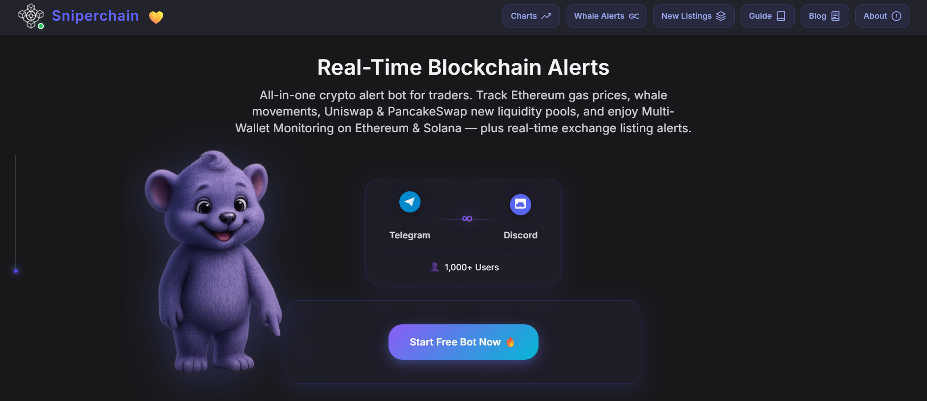 Sniperchain - Main product screenshot demonstrating key features and user interface