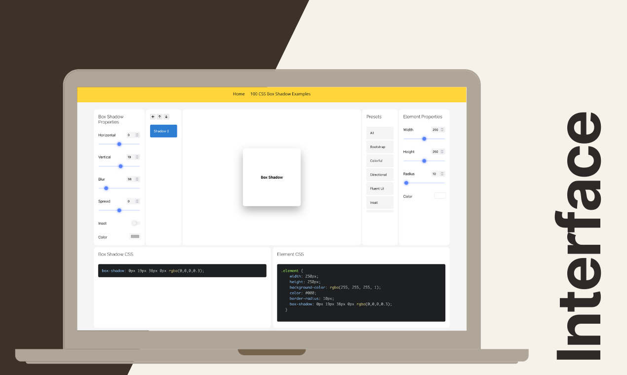 CSSボックスシャドウジェネレーター - CSSボックスシャドウを生成するための無料のオンラインツール。メディア1