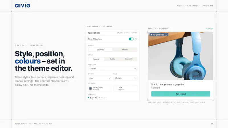 Aivio – EU AI Labels Shopify  screenshot 3