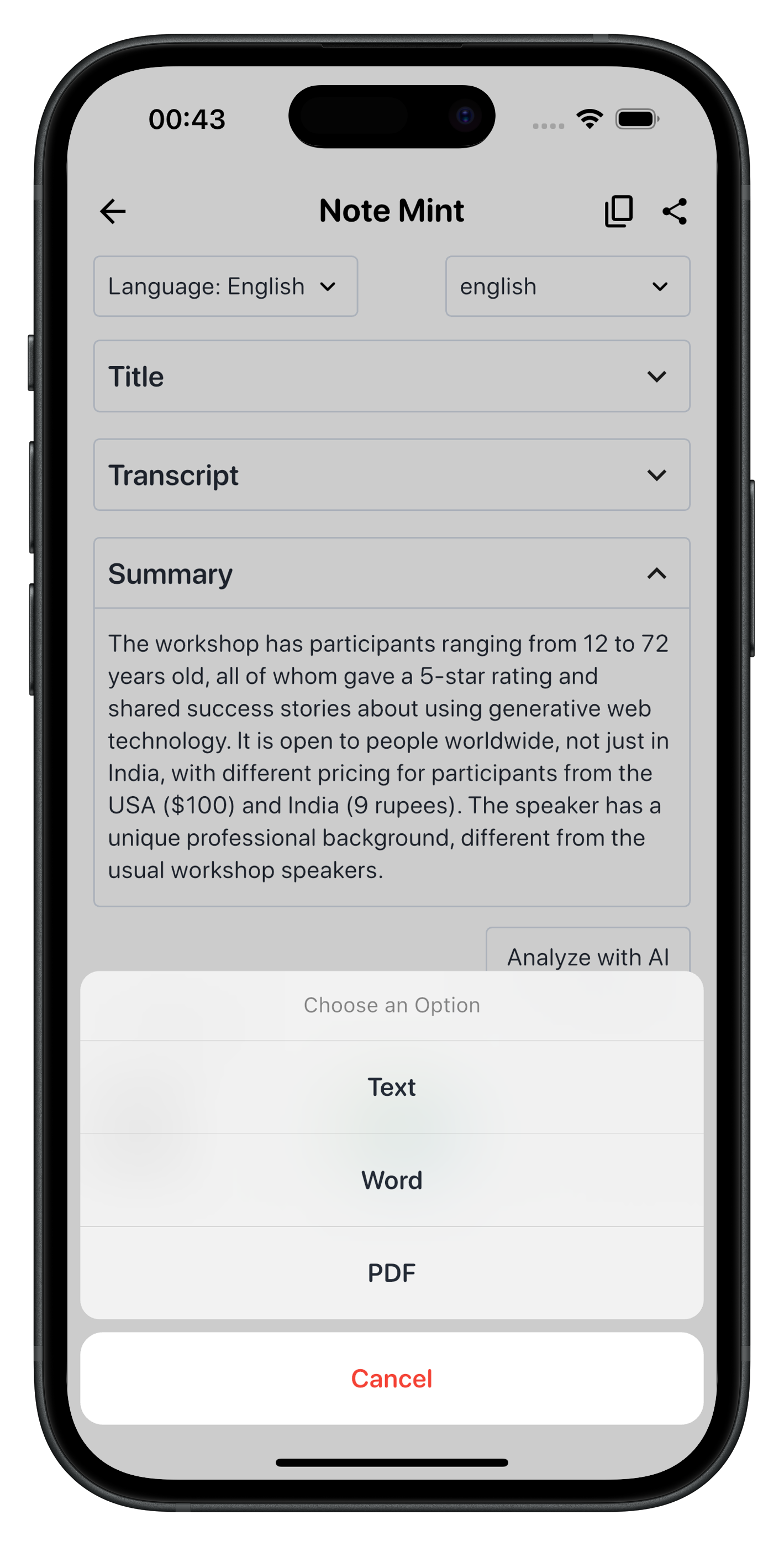Notemint - Ai Voice Note Taker - Trascrivi, riassumi e organizza le note vocali. media 4