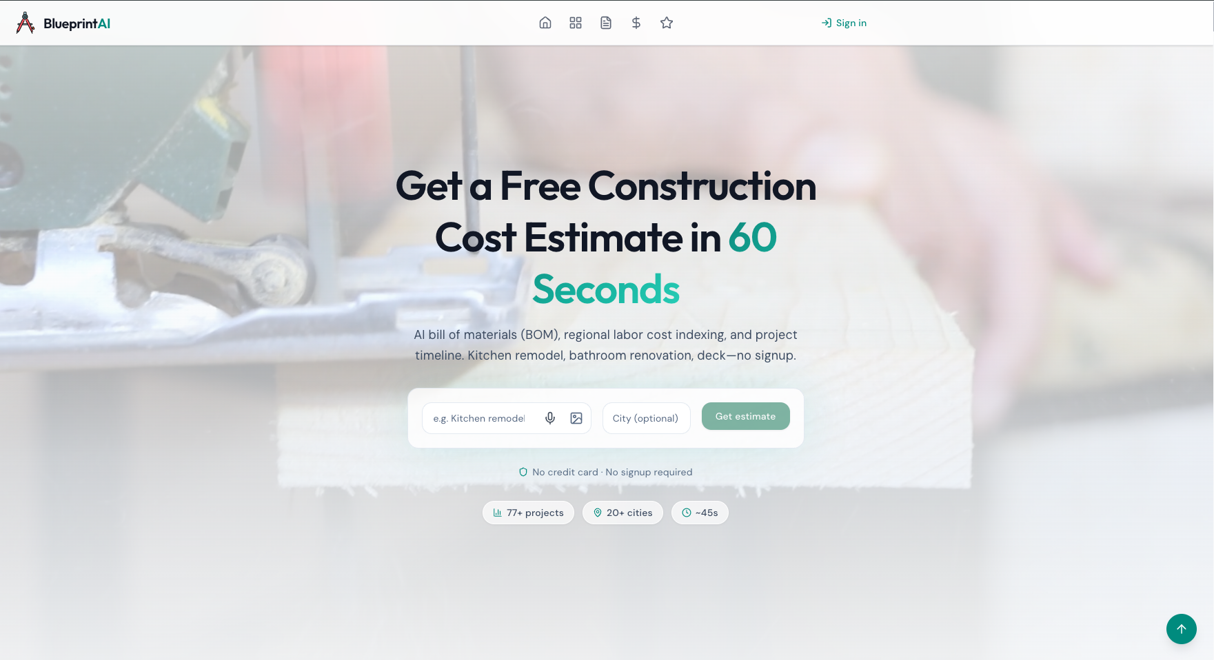 BlueprintAI – AI Cost Estimator