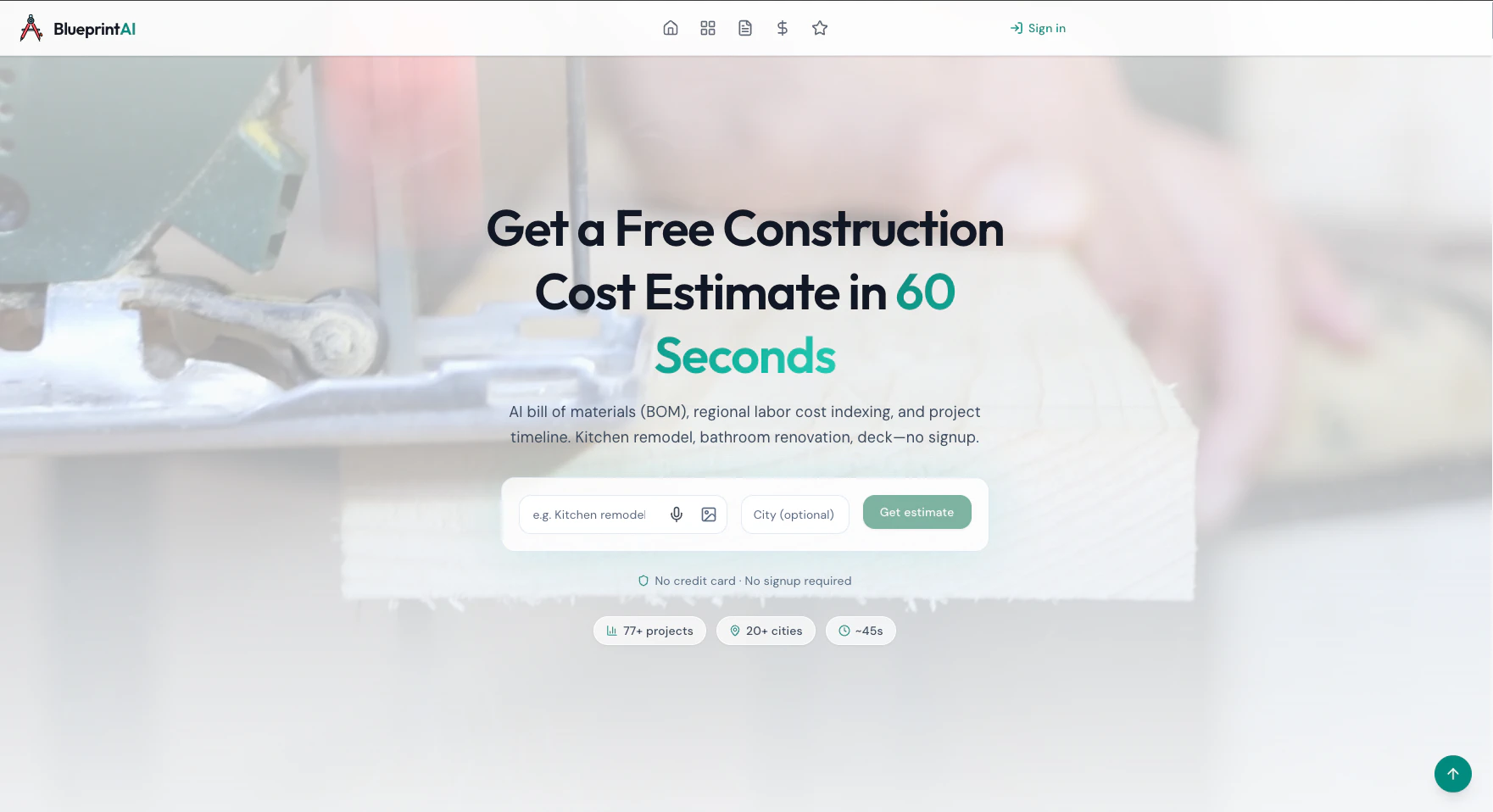 BlueprintAI – AI Cost Estimator