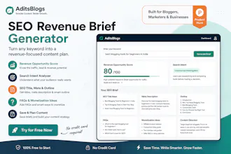 AditsBlogs SEO Revenue Brief Generator gallery image