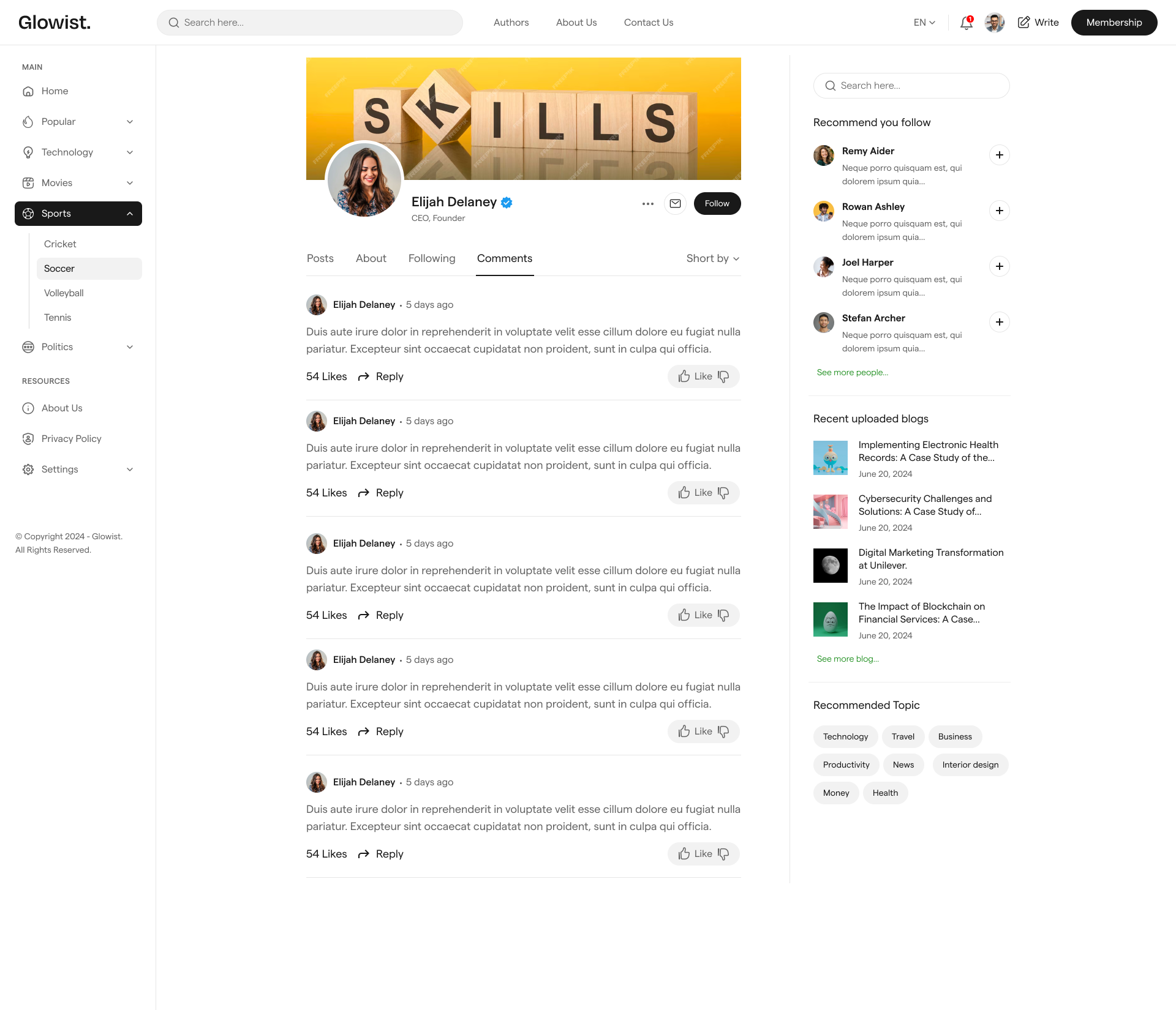 GLOWIS: Templat laman web blog html media 17