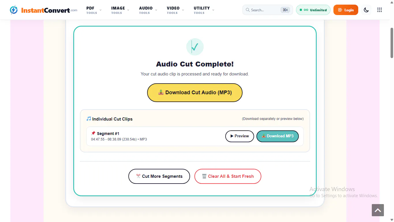 Audio trimmer (offline) screenshot