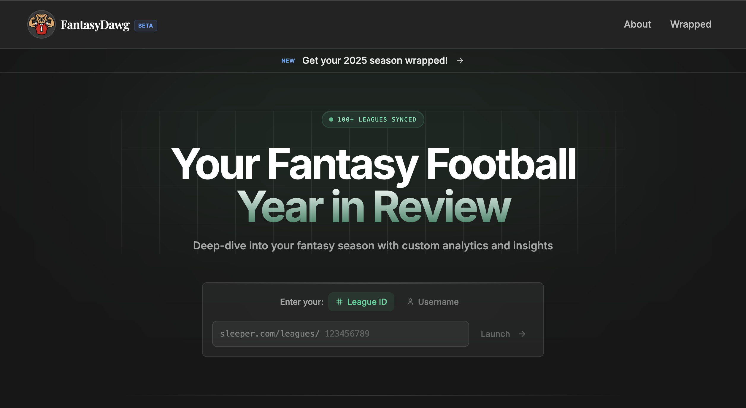 Fantasy Dawg - Main product screenshot demonstrating key features and user interface