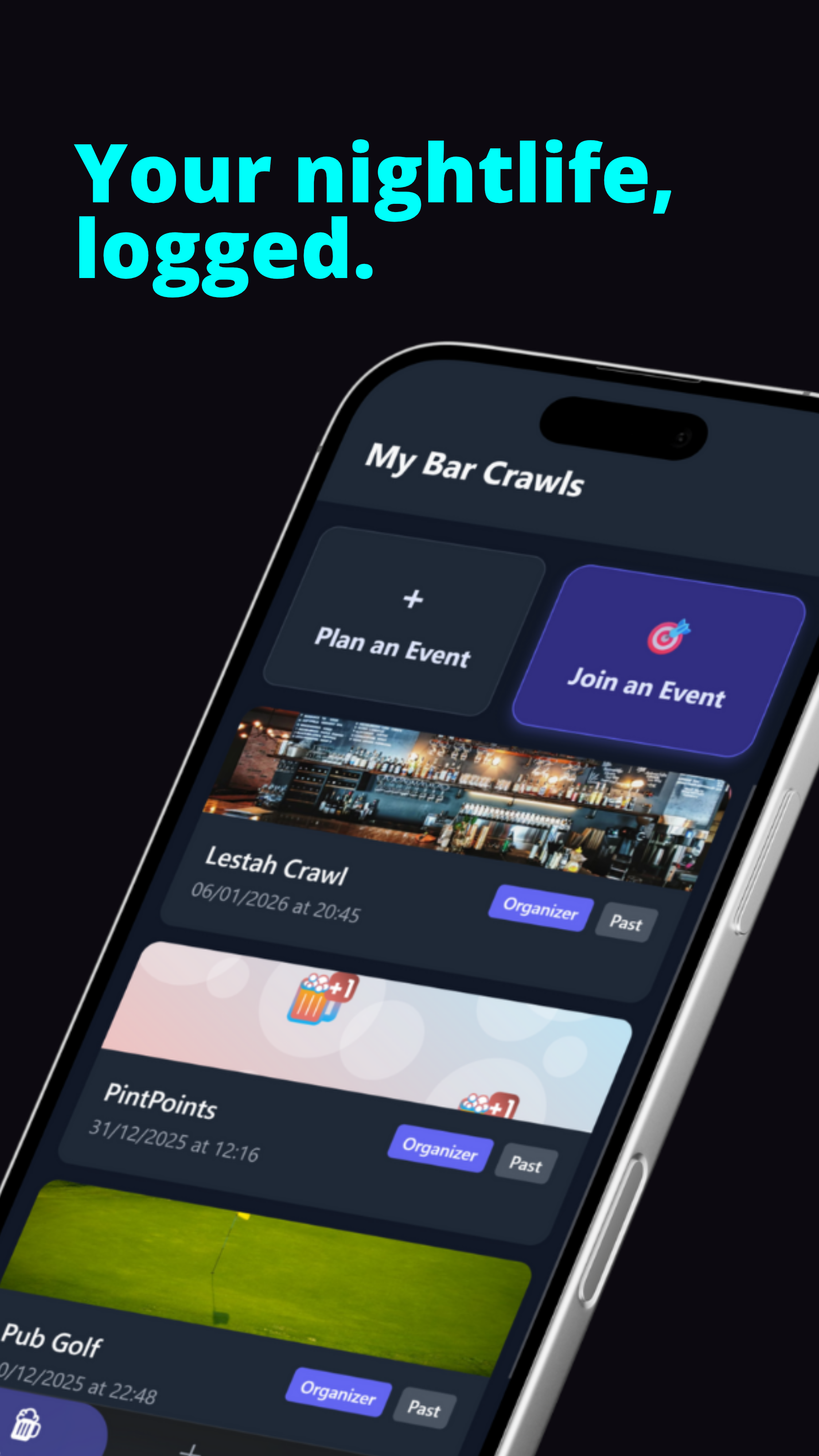 Barhops: Your next bar crawl, sorted - Main product screenshot demonstrating key features and user interface