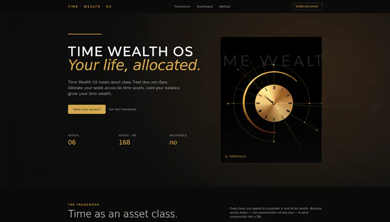 Time Wealth OS — Your life, allocated screenshot 1