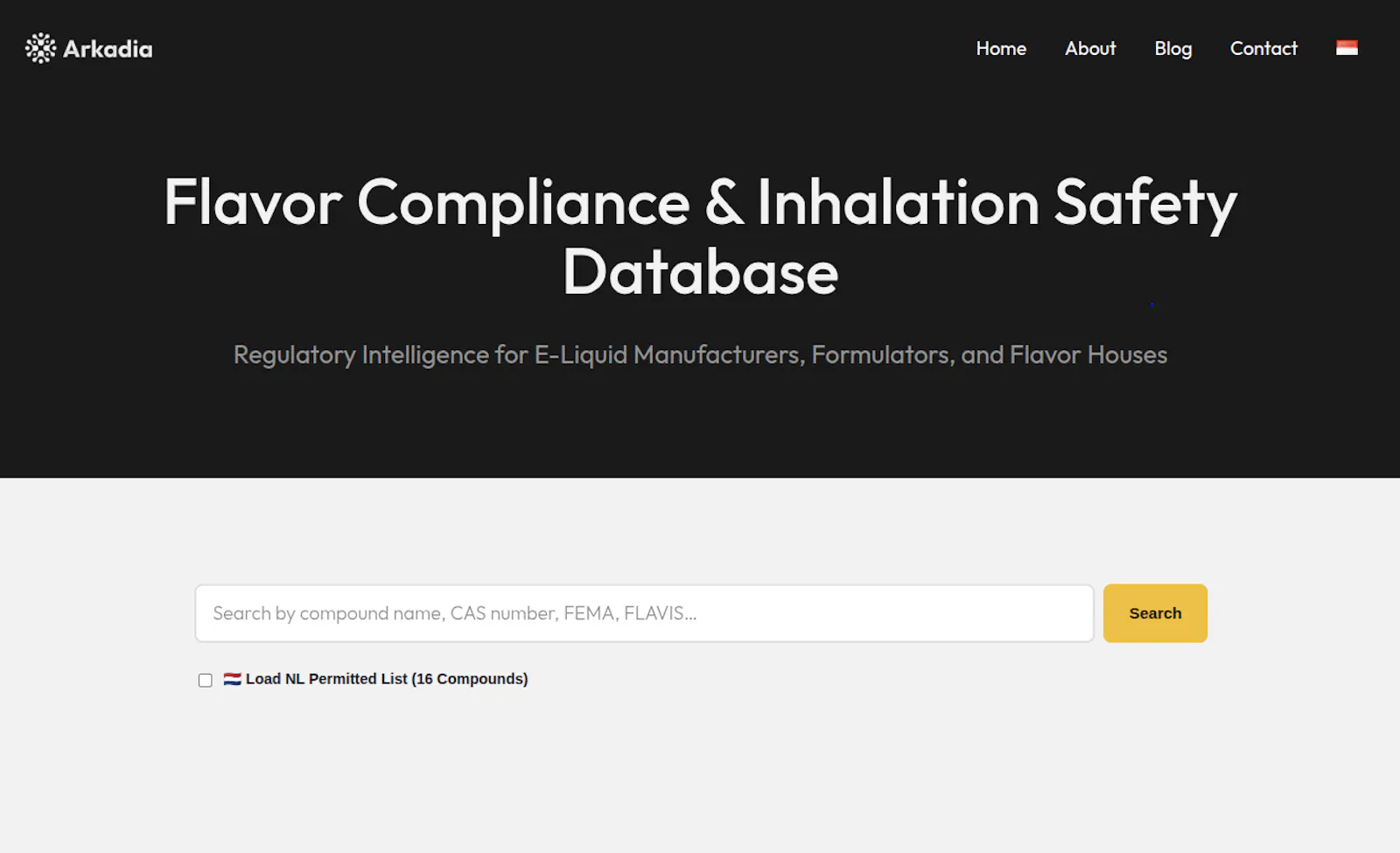 Vape Flavor Compliance Database screenshot 2