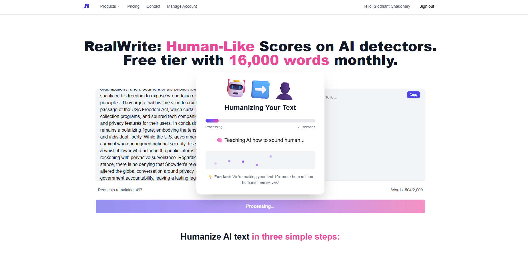 RealWrite - Umanizzatore di testo AI gratuito. media 4