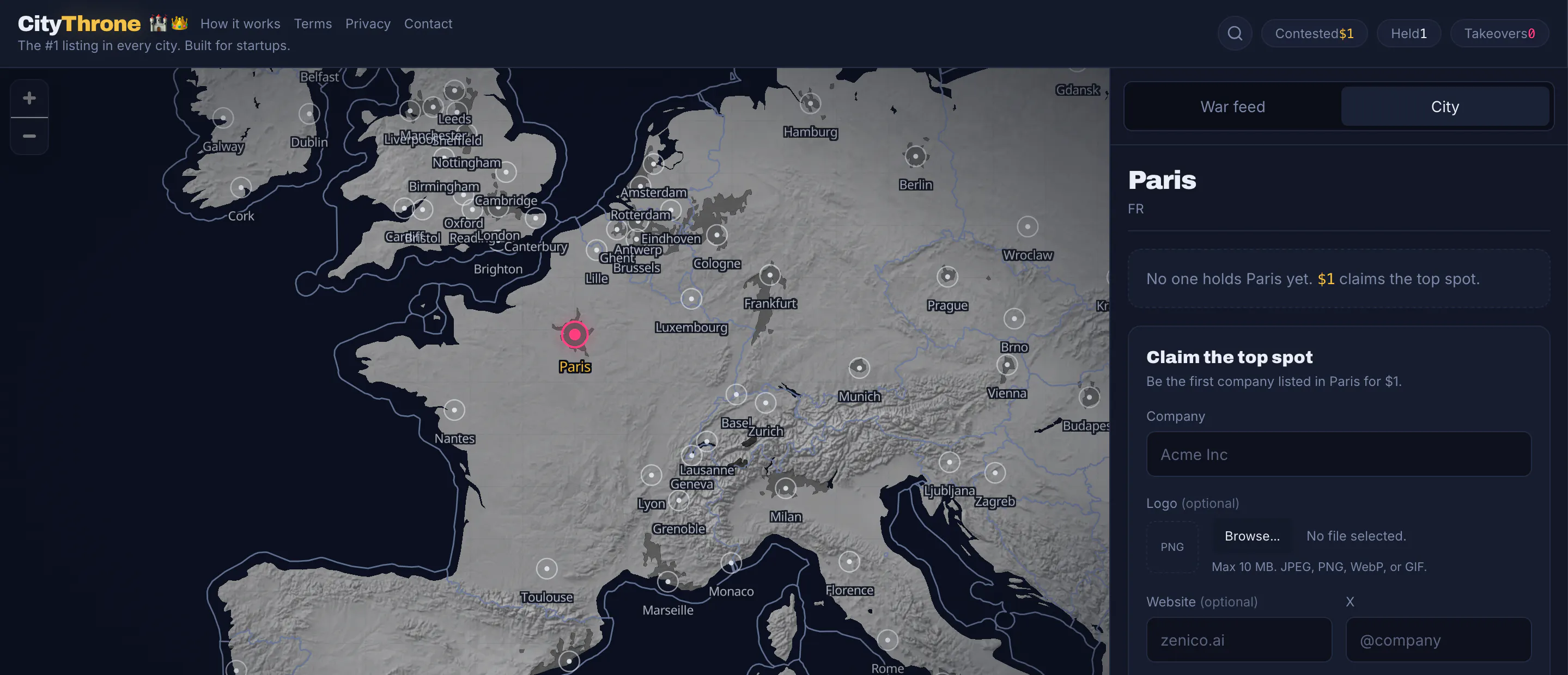 CityThrone — Paid map placements by city gallery image