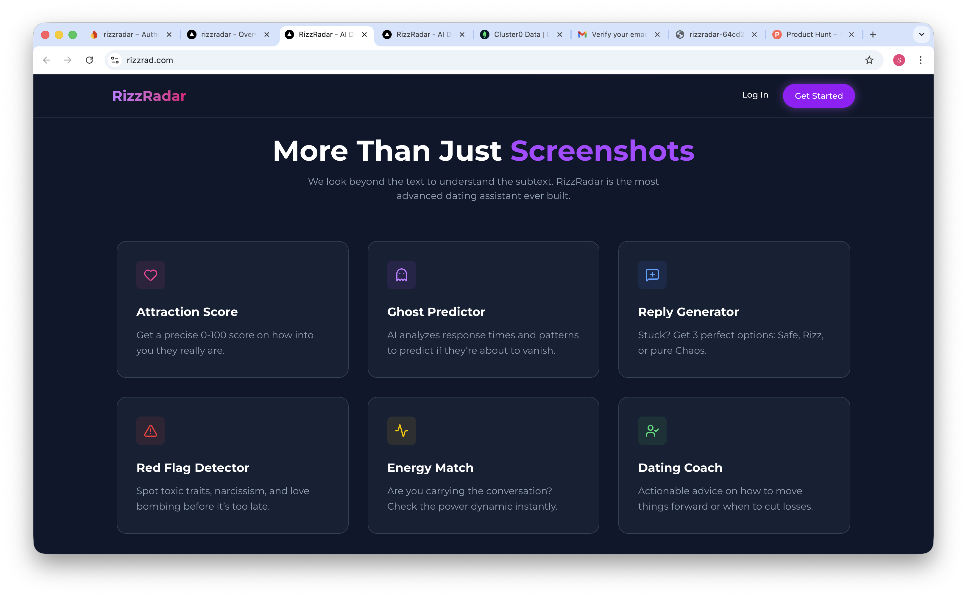 RizzRadar - Screenshot 2 showing product features and functionality
