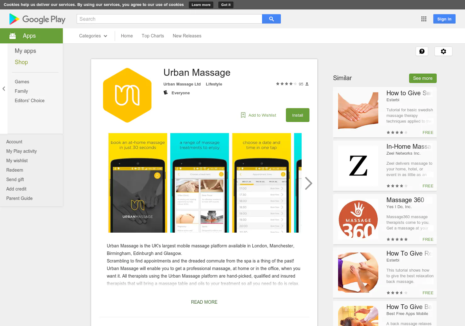 Urban Massage Android App