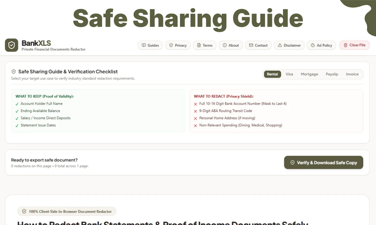 BankXLS SafeShare screenshot 5