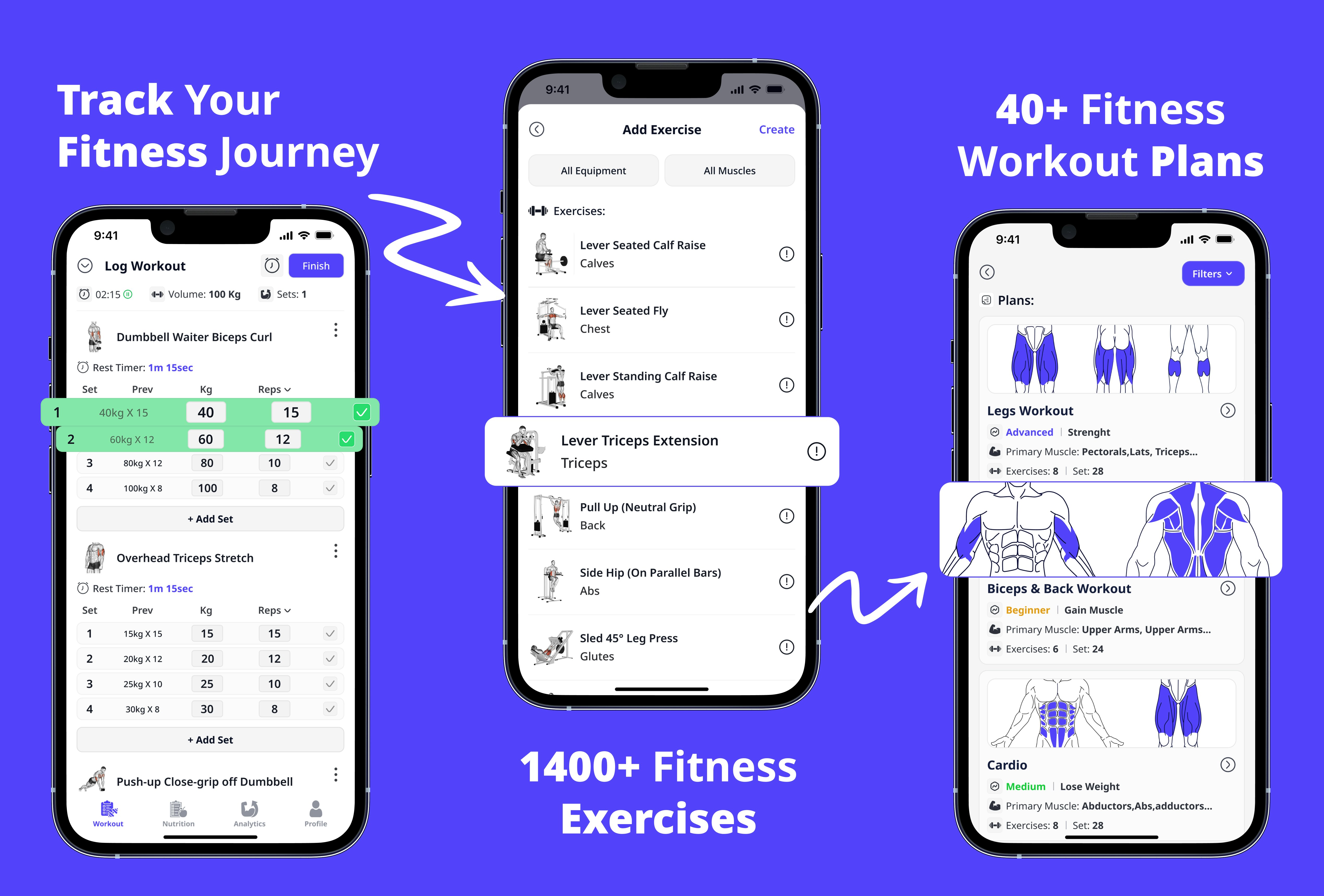 وسائط FitTrail - التمرين والتغذية - سجل التدريبات والوجبات والتقدم 2
