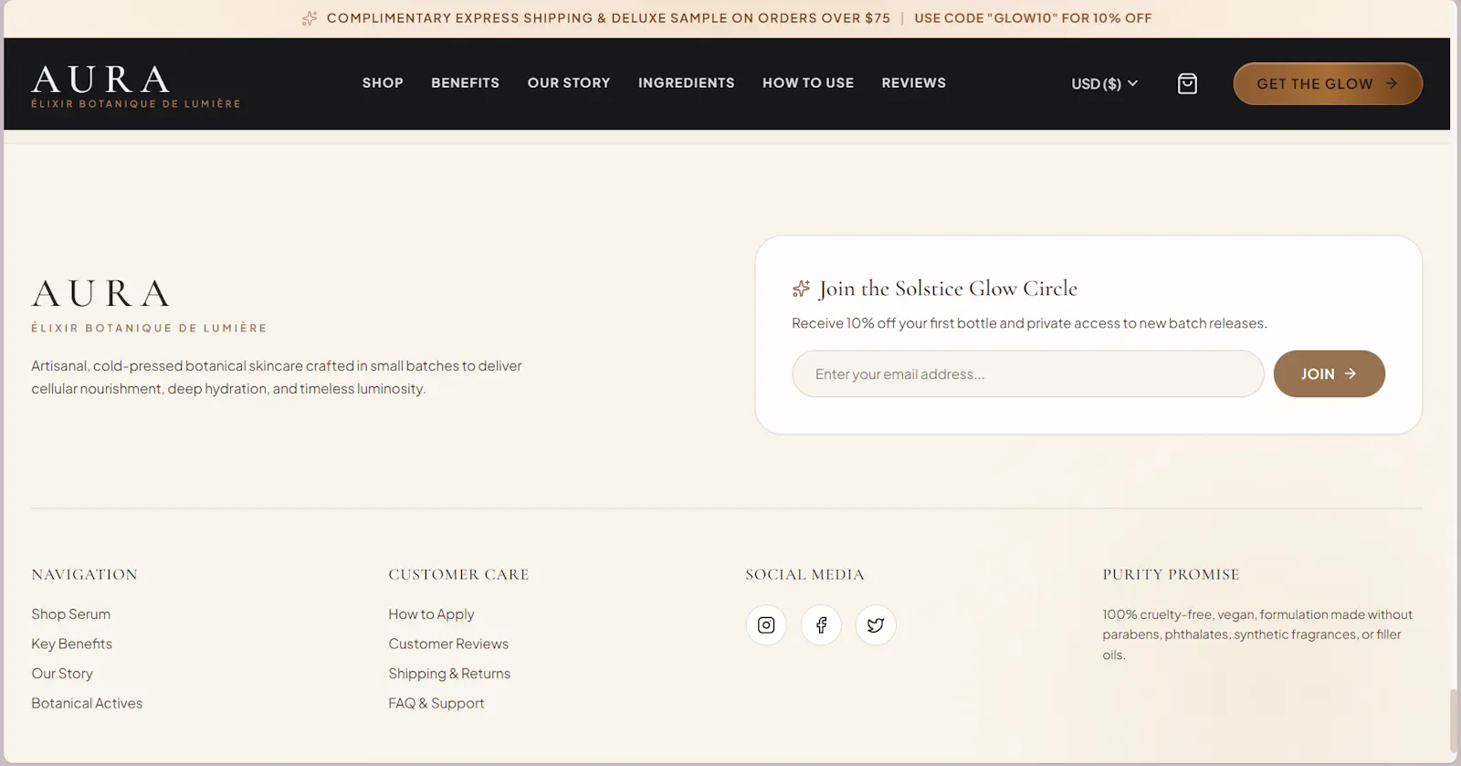 Luxury Skincare Landing Page screenshot 2