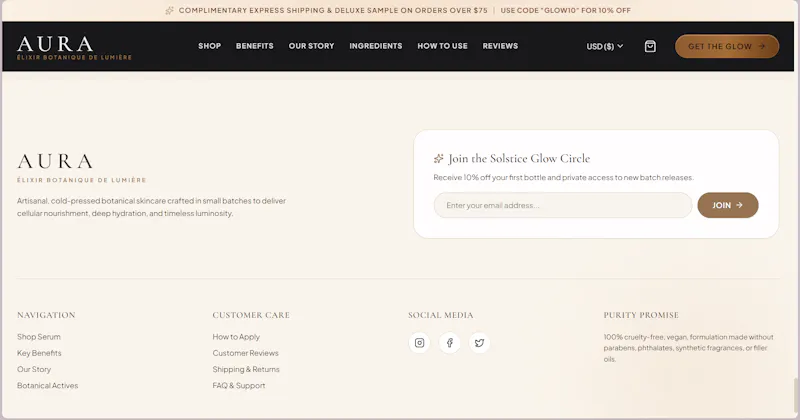 Luxury Skincare Landing Page screenshot 2