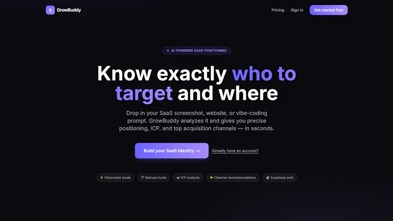 GrowBuddy — Build Your SaaS Identity screenshot 1