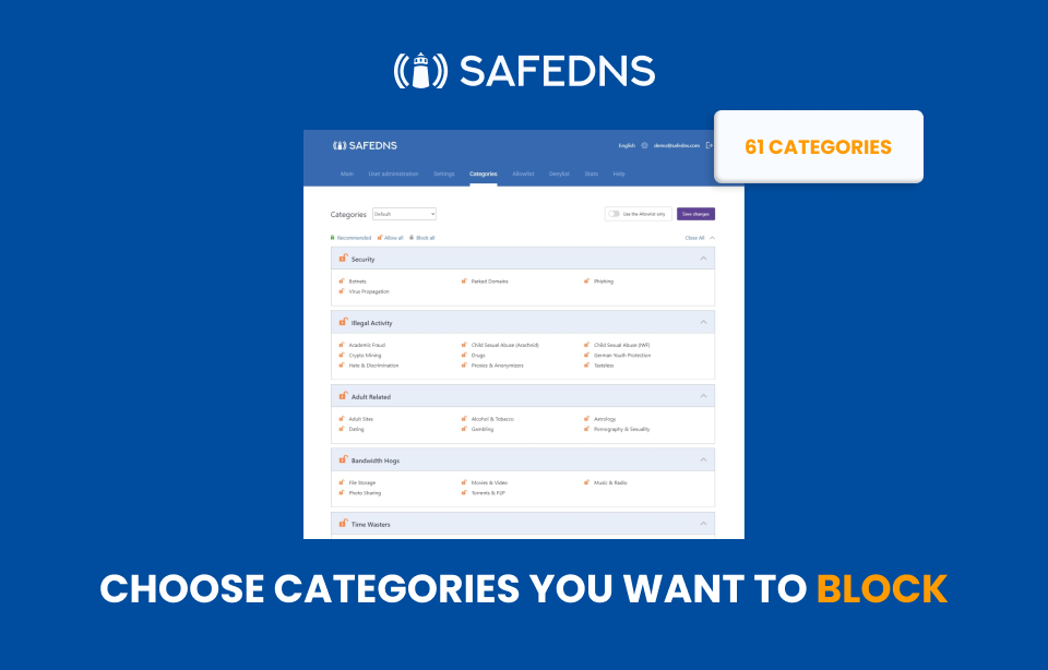Mídia 2 de Safedns - Solução de filtragem na web que protege seus dados
