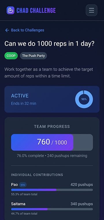 Chad Challenge - Screenshot 5 showing product features and functionality