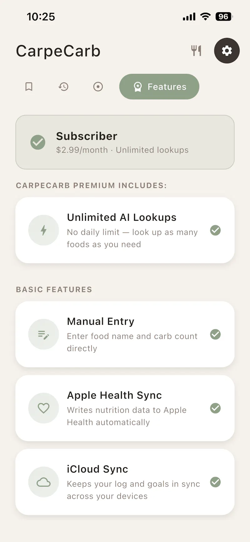 CarpeCarb screenshot 2