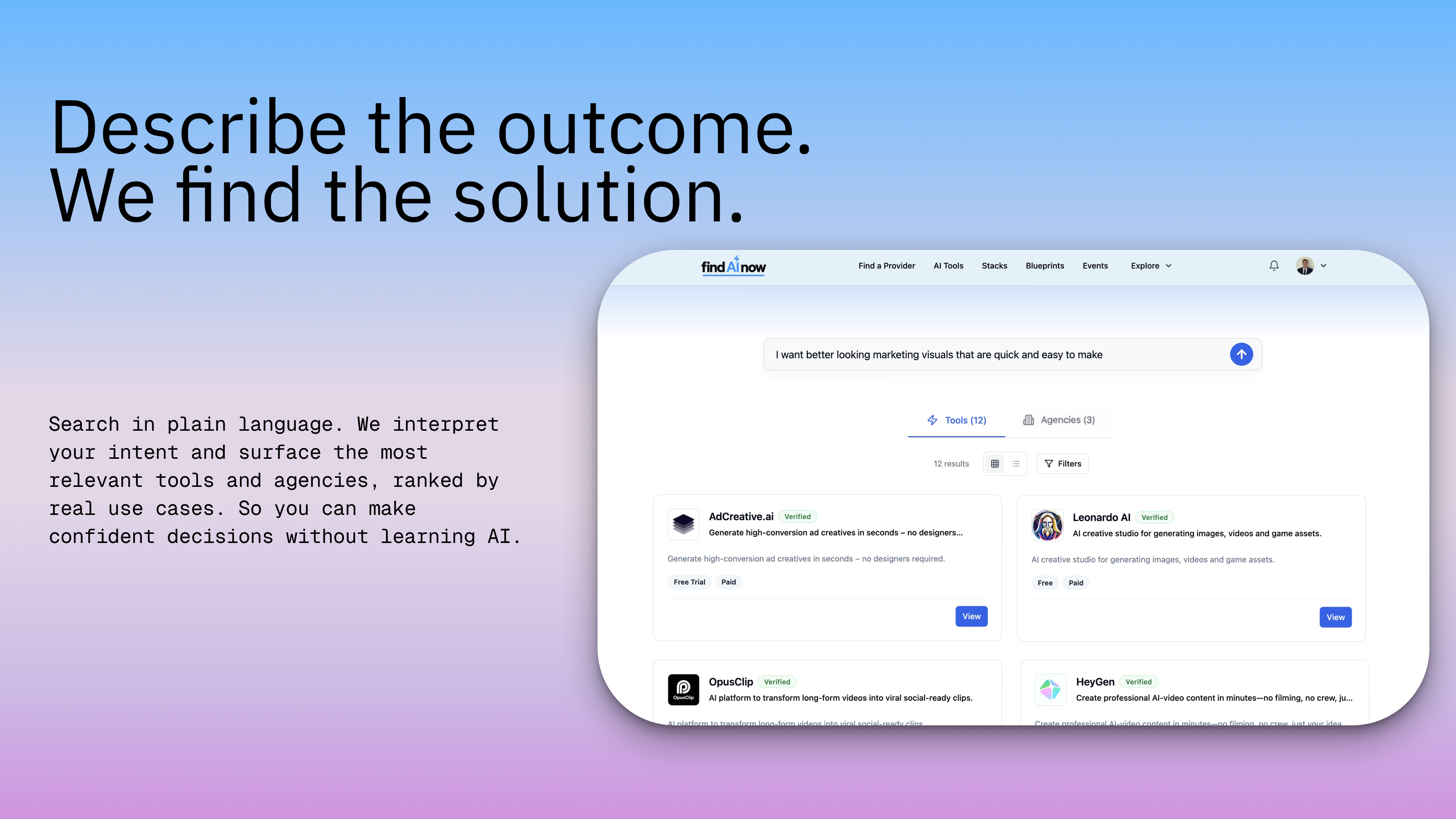 Find AI Now - Screenshot 2 showing product features and functionality