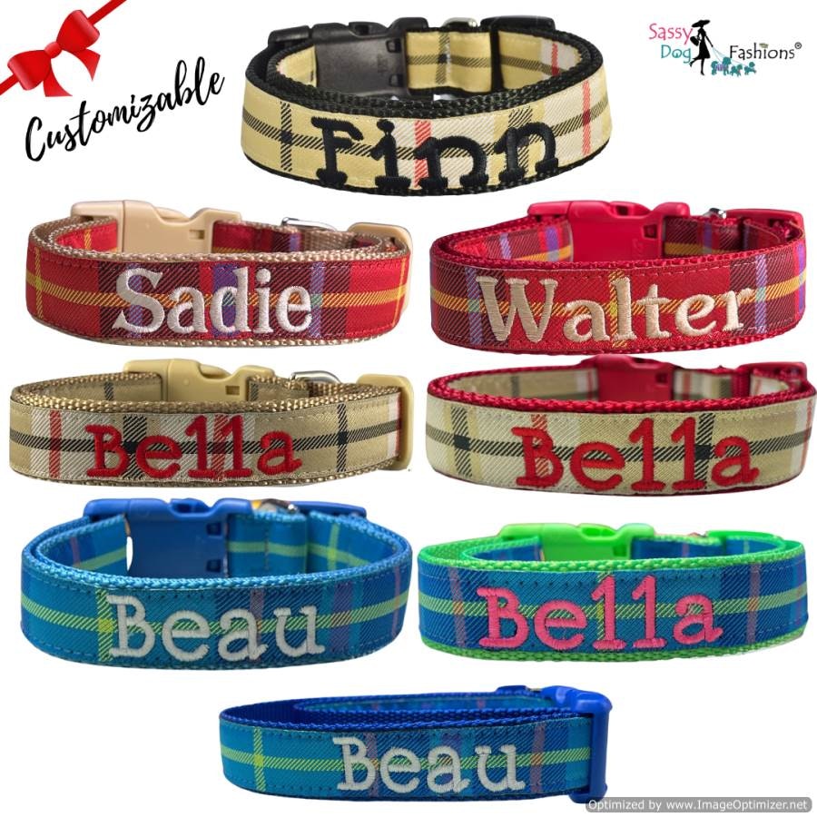 Plaid Custom Dog Collar and Leash Sets