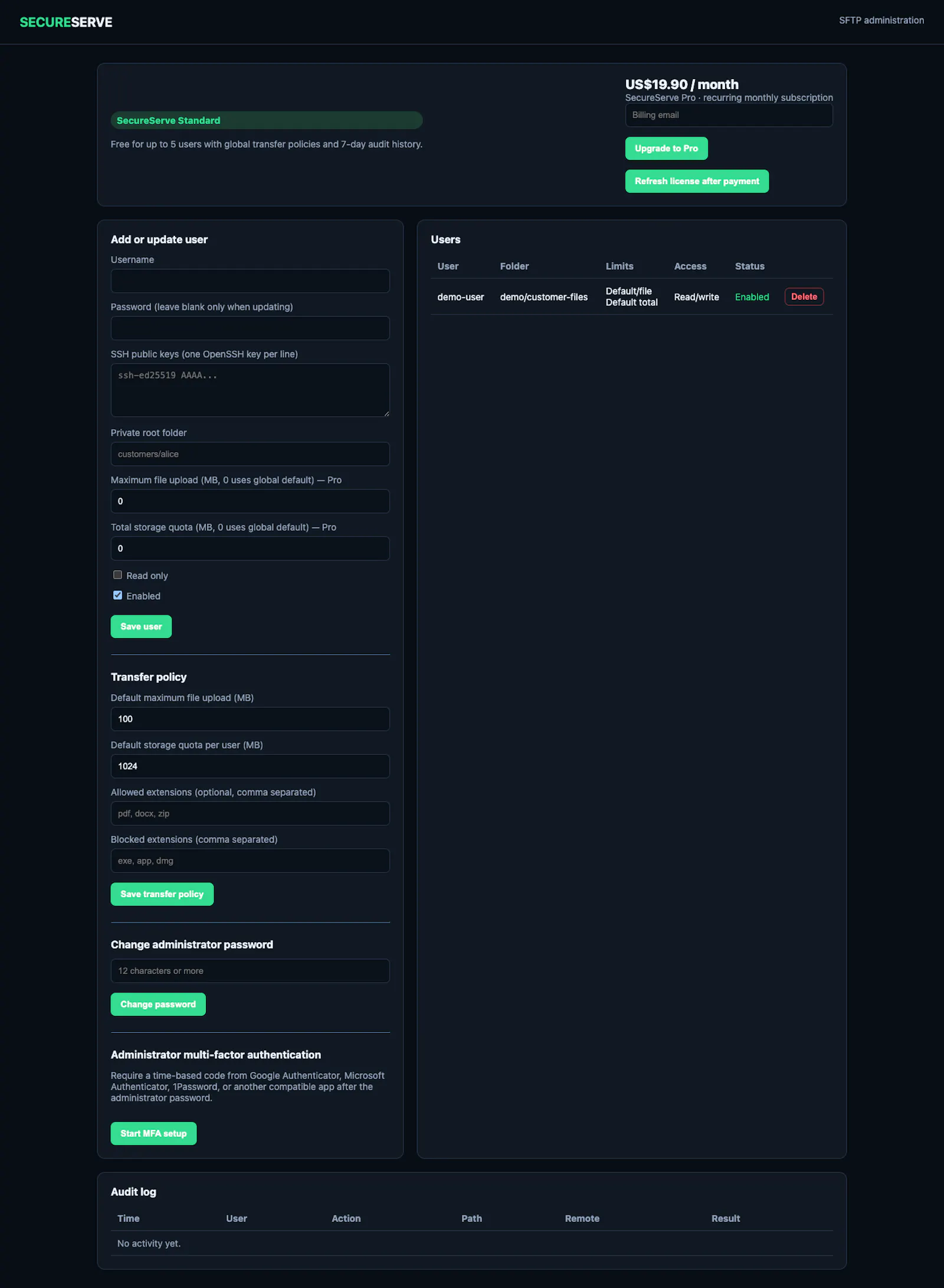 SecureServe screenshot 1