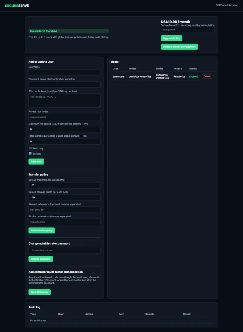 SecureServe screenshot 1