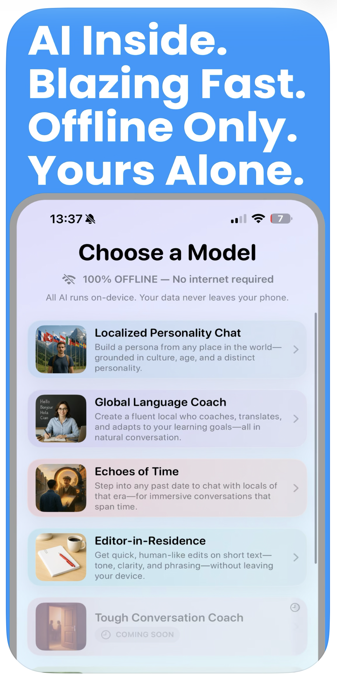 Chatwithanyone - Ayakta AI.Özel.Hızlı.İOS 26 iPhone'lar için inşa edilmiştir. medya 1