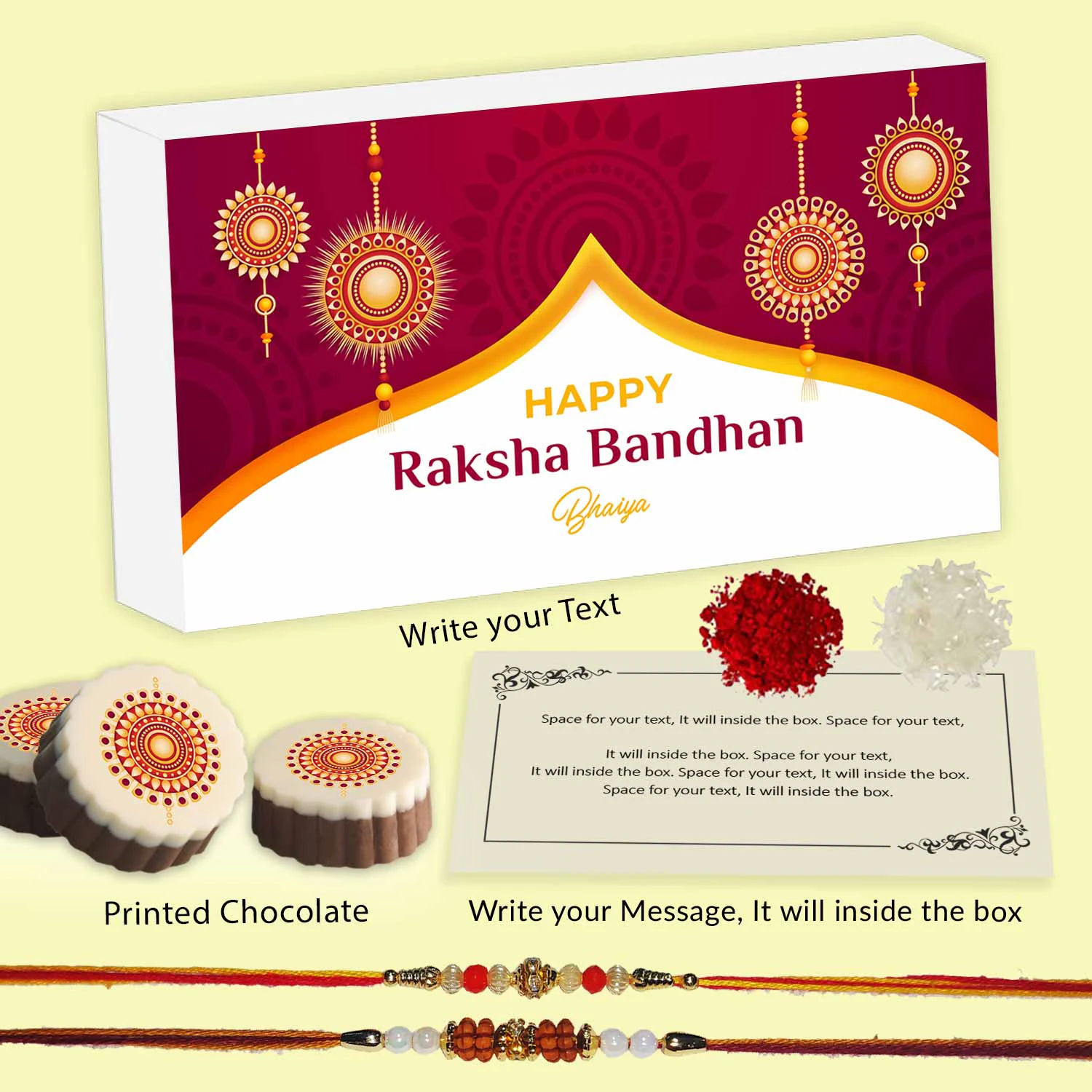 Dazzling rakhi printed chocolates gift