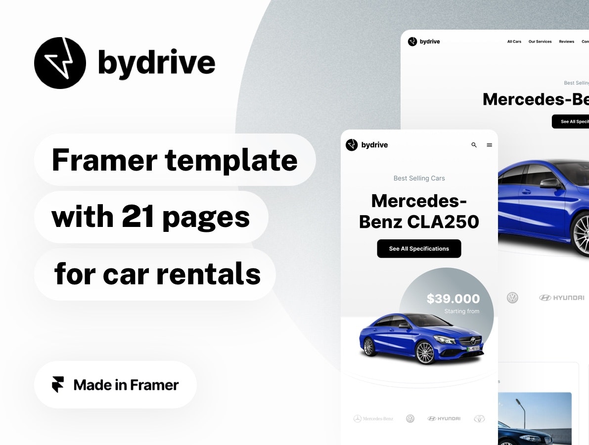 ByDrive - Car Rentals Framer Template media 1