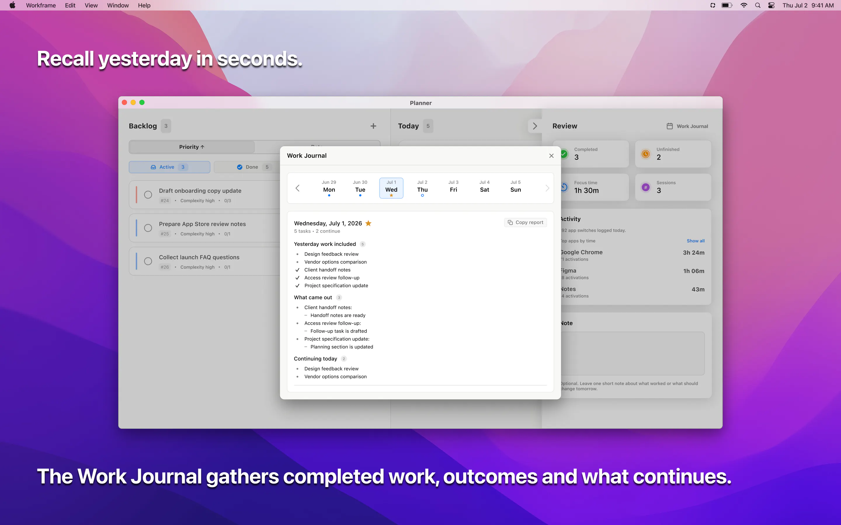 Workframe screenshot