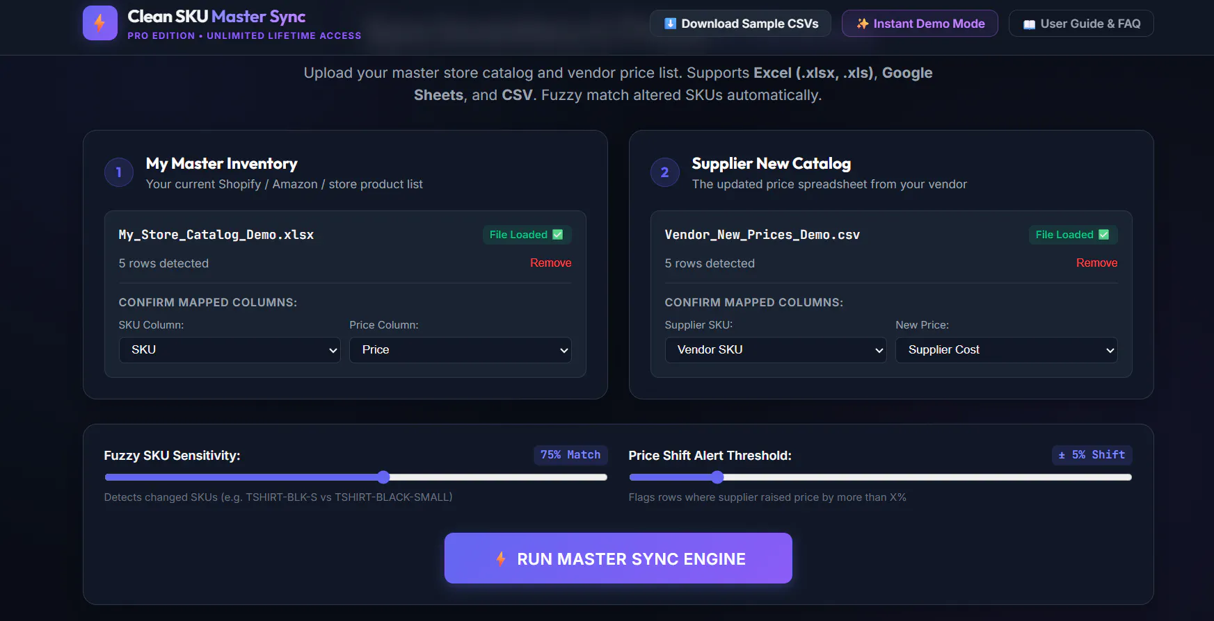 Clean SKU Master Sync Pro screenshot