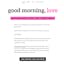 Good Morning, Love